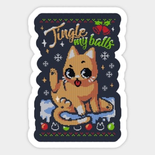 Jingle Balls - Ugly Christmas Sweater - Sassy Cat ass Sticker